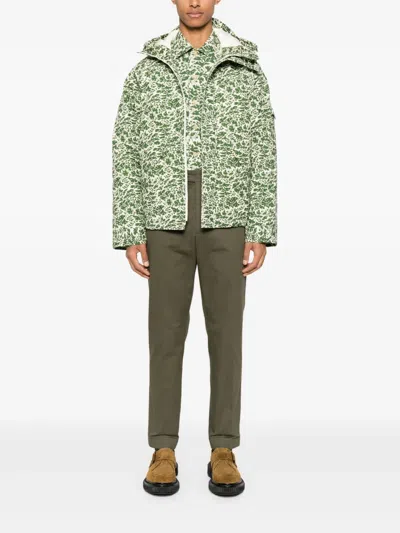 Fursac Leaf-print Shirt In Green