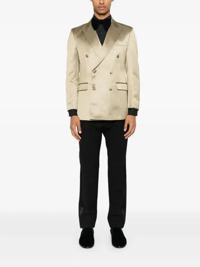 Fursac Double-breasted Blazer In Neutral