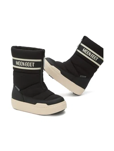 Moon Boot Park Strap Zip-front Quilted Boots In Black
