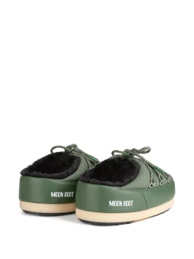 Moon Boot Padded Lace-up Mule Boots In Green