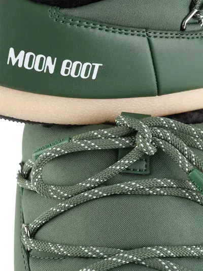 Moon Boot Padded Lace-up Mule Boots In Green