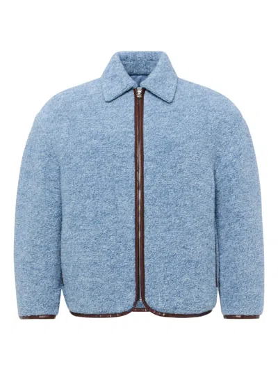 Jw Anderson Textured Zip-front Jacket In Blue