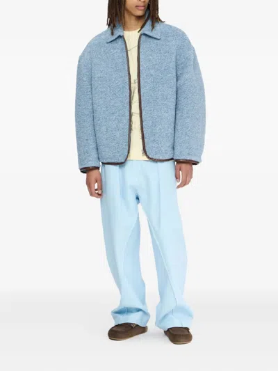 Jw Anderson Textured Zip-front Jacket In Blue