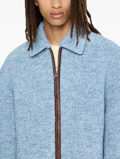 Jw Anderson Textured Zip-front Jacket In Blue