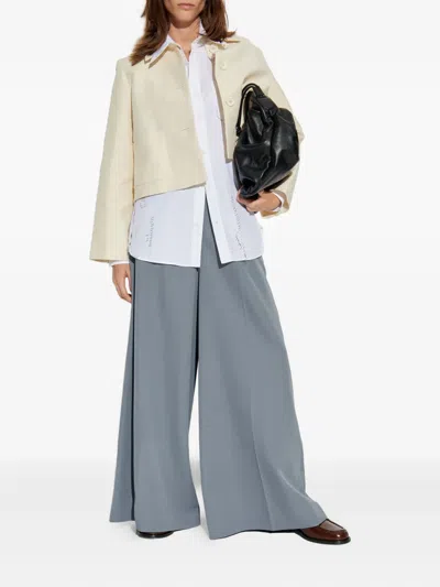 Marni Logo-band Trousers In Gray