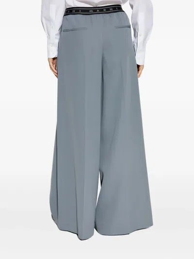 Marni Logo-band Trousers In Gray