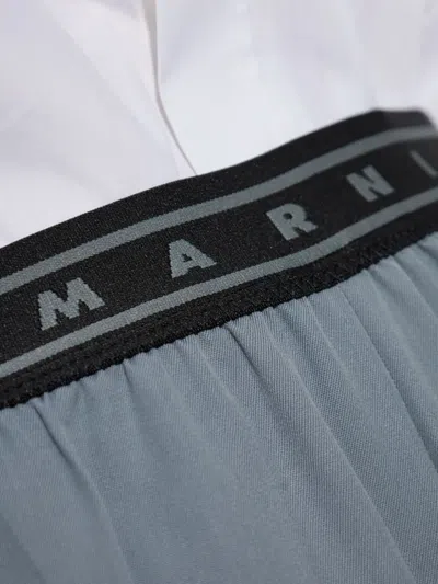 Marni Logo-band Trousers In Gray