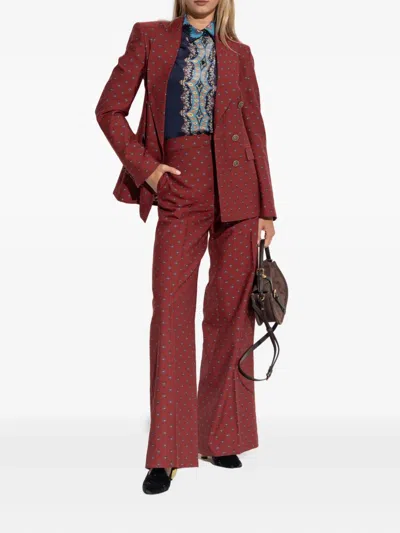 Etro Jacquard-pattern Flared Trousers In Red