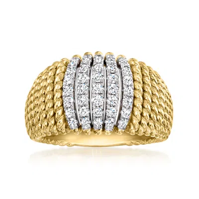 Ross-simons Diamond Twisted-row Ring In 18kt Gold Over Sterling In White