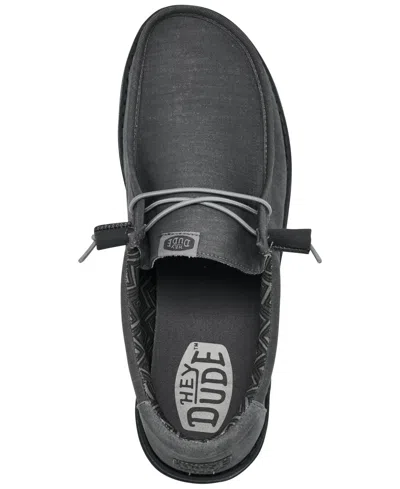 Hey Dude Men's Wally Stretch Canvas Slip-on Casual Moccasin Sneakers From Finish Line In Black