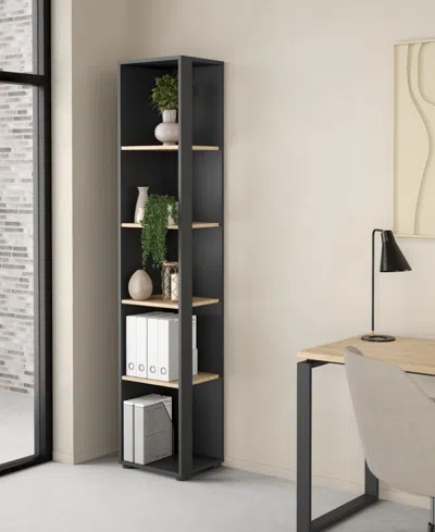 Tvilum Sign Open Narrow 5 Shelf Boockase, Matte Grey/jackson Hickory