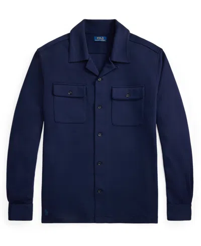 Polo Ralph Lauren Men's Double-knit Camp Shirt In Blue