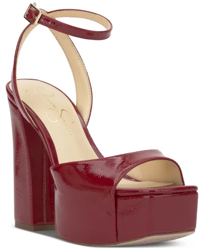 Jessica Simpson Women's Lirio Two-piece Platform High-heel Dress Sandals In Burgundy