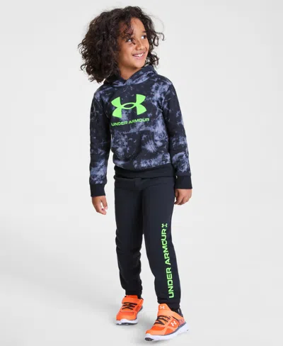 Under Armour Toddler & Little Boys Rival Printed Fleece Hoodie & Jogger Pants, 2 Piece Set In Blue