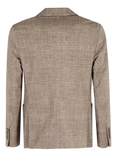 Circolo 1901 Check Patterned Blazer In Bark With Tailored Fit In Brown