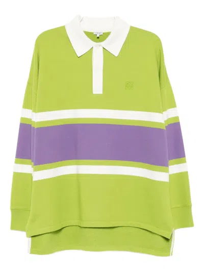 Loewe Striped Polo Shirt In Green