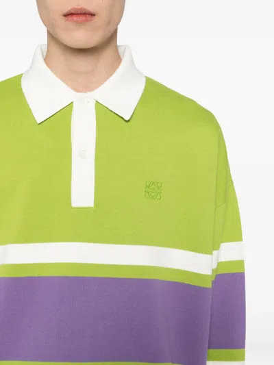 Loewe Striped Polo Shirt In Green