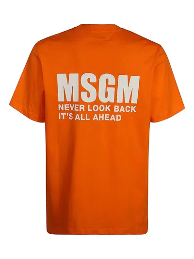 Msgm Logo-print Cotton T-shirt In Orange