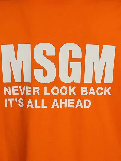 Msgm Logo-print Cotton T-shirt In Orange