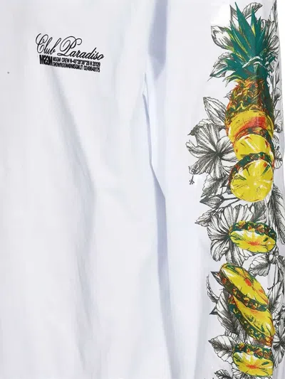 Msgm Long-sleeve Fruit-print T-shirt In White