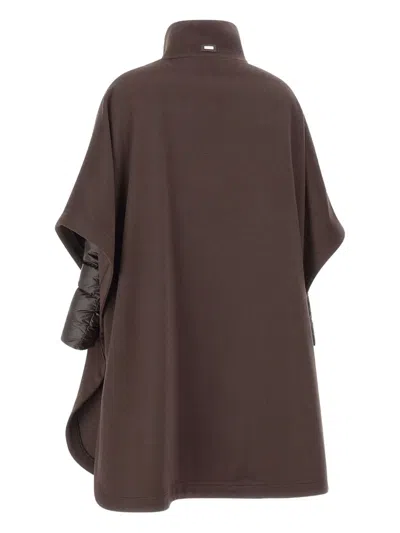 Herno Poncho In Luxury Wool And Nylon Ultralight In Brown