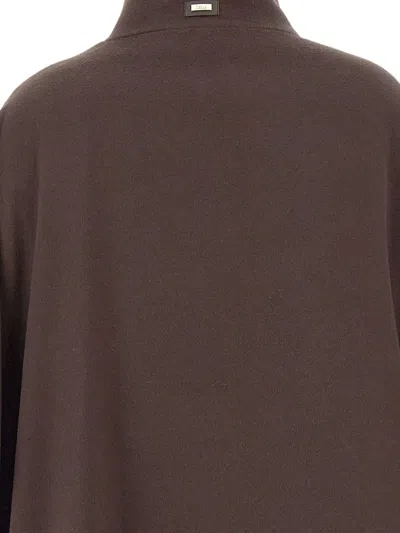 Herno Poncho In Luxury Wool And Nylon Ultralight In Brown
