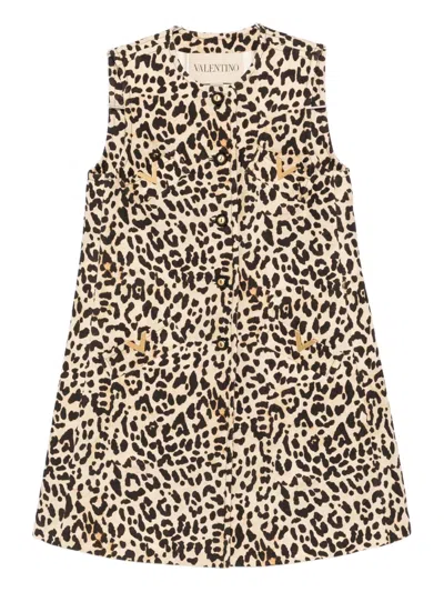 Valentino Womens Animalier Leopard-print Long Wool And Silk-blend Gilet In Animal Print