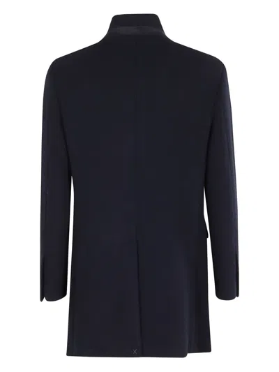 Fay Wool Single-breasted Coat In Blue