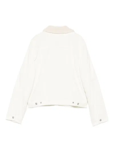 Levi's White Denim Jacket With Beige Collar Levis In Neutral