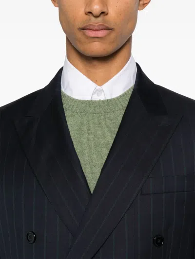 Fursac Pinstriped Double-breasted Suit In Blue