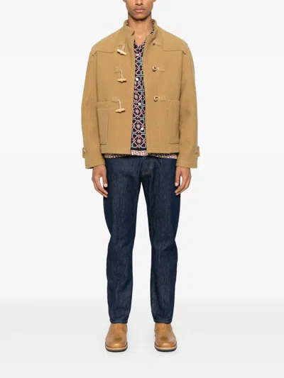 Fursac Wool Duffle Jacket In Brown