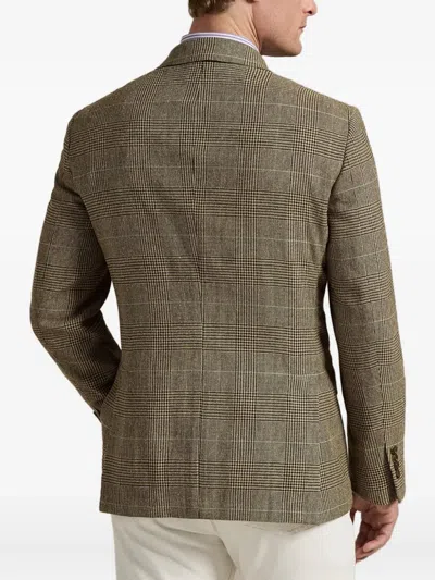 Polo Ralph Lauren Double-breasted Checked-pattern Blazer In Brown