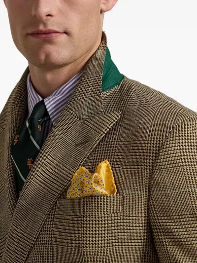 Polo Ralph Lauren Double-breasted Checked-pattern Blazer In Brown