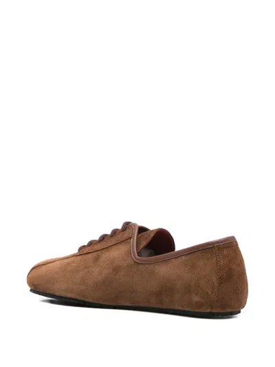 Plan C Lace-up Suede Sneakers In Brown