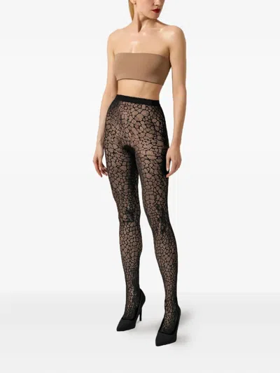 Wolford Reptile-pattern Net Tights In Multi