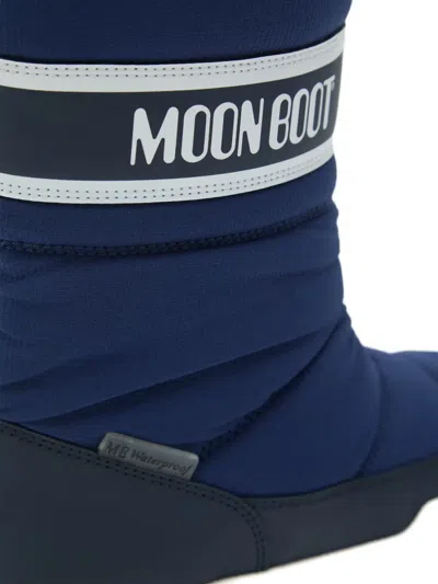 Moon Boot Park Strap Zip-front Quilted Snow Boots In Blue