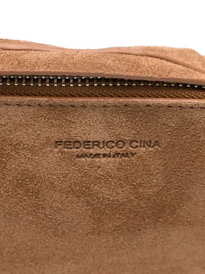 Federico Cina Mini Torttelino Suede Tote Bag In Brown