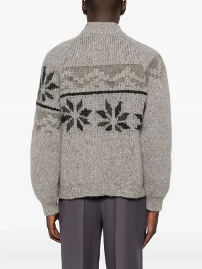 Magliano Floral-pattern Mock-neck Sweater In Gray