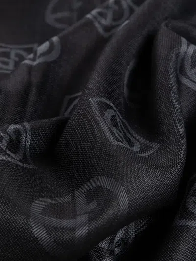 Giorgio Armani Silk Jacquard Stole Scarf In Black