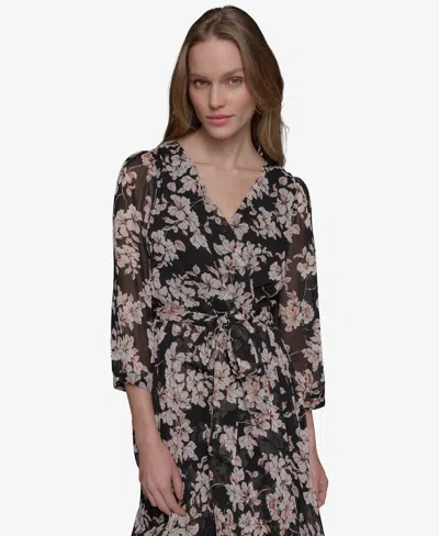 Karl Lagerfeld Printed Chiffon Flor In Multi