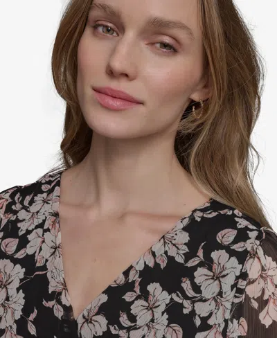 Karl Lagerfeld Printed Chiffon Flor In Multi