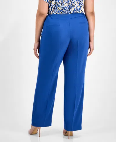 Kasper Plus Size Straight-leg Pants In Blue