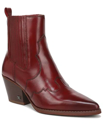 Sam Edelman Women's West Leather Booties In Burgundy