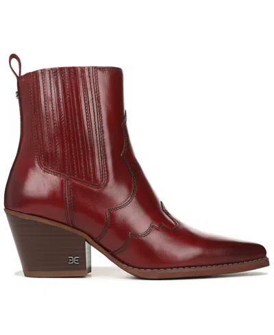 Sam Edelman Women's West Leather Booties In Burgundy