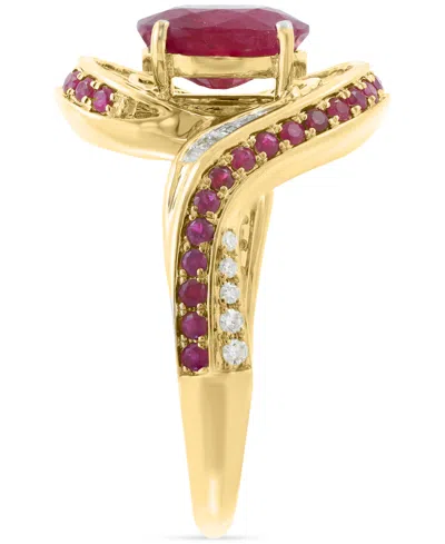 Effy Collection Effy Ruby (1-3/4 Ct. T.w.) & Diamond (3/8 Ct. T.w.) Statement Ring In 14k Yellow Gold In Red