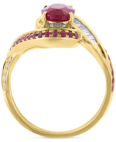 Effy Collection Effy Ruby (1-3/4 Ct. T.w.) & Diamond (3/8 Ct. T.w.) Statement Ring In 14k Yellow Gold In Red