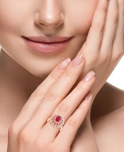 Effy Collection Effy Ruby (1-1/2 Ct. T.w.) & Diamond (3/8 Ct. T.w.) Statement Ring In 14k Rose Gold In Red