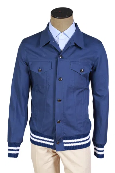 Kiton Kired By  Blue Solid Cashmere Jacket In Blue