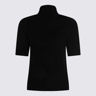 Allude Short-sleeve Turtleneck Sweater In Black