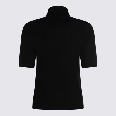 Allude Short-sleeve Turtleneck Sweater In Black